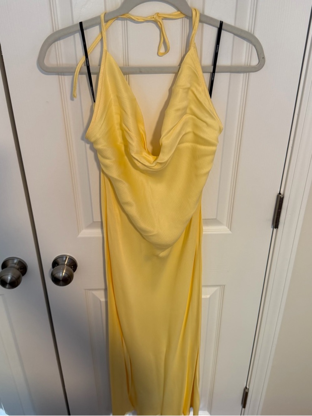 Forever 21 Butter Yellow Cowl Halter Midi Dress
